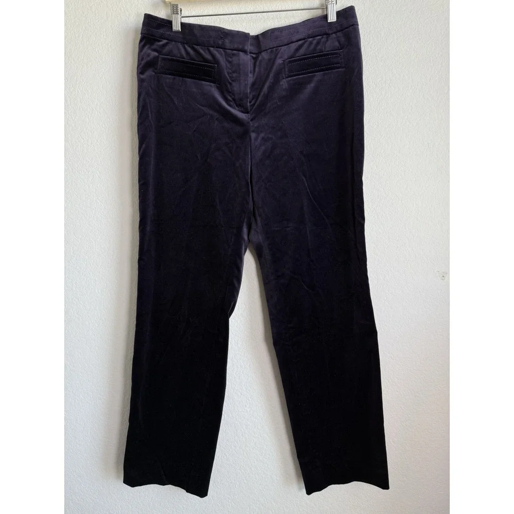 Carlisle‎ Women's Velour Purple Straight Leg Dress Pants Silk Lining Size 14